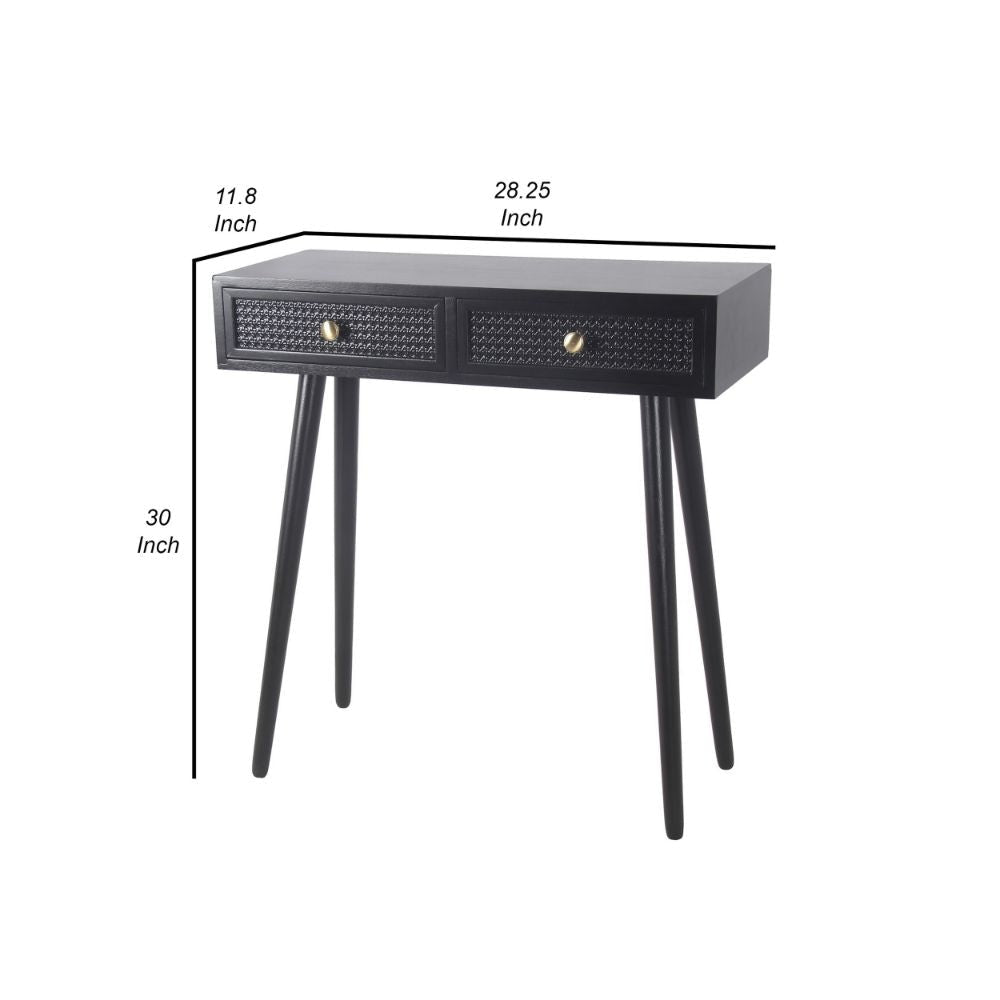 Finely 30 Inch Modern Accent Console Table with 2 Drawers Midnight Black By Casagear Home BM288086