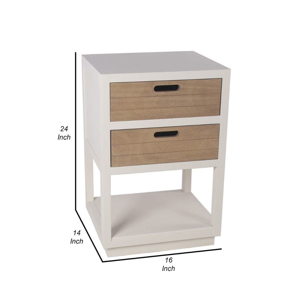 Finley 24 Inch Modern Accent Table with 2 Drawers and 1 Shelf Pearl White By Casagear Home BM288093