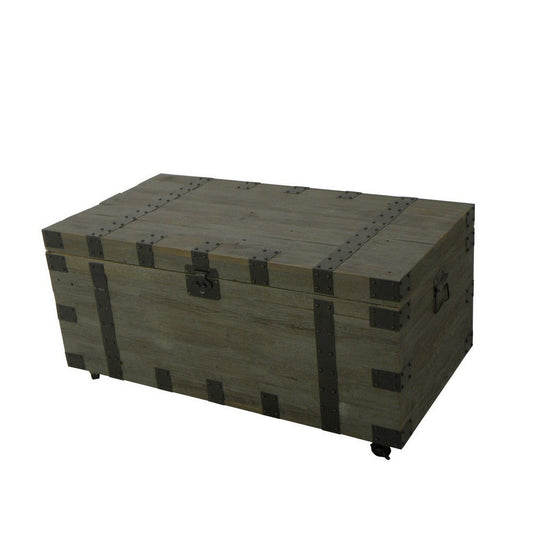 Trunk Coffee Table | 41" | Storage | Reclaimed Green Wood | Black