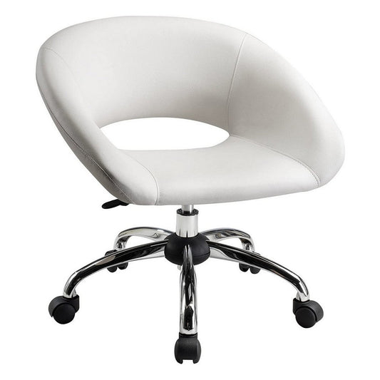 Dela Office Chair | 25" | Faux Leather | Wheels | White
