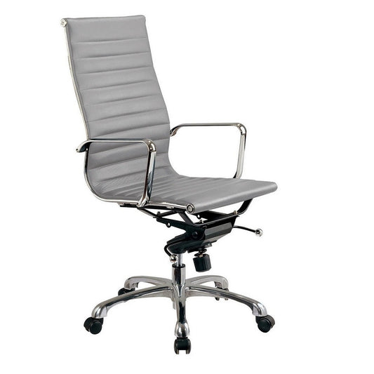 Elle 20 Inch High Back Swivel Office Chair, Rolling Wheels, Light Gray By Casagear Home