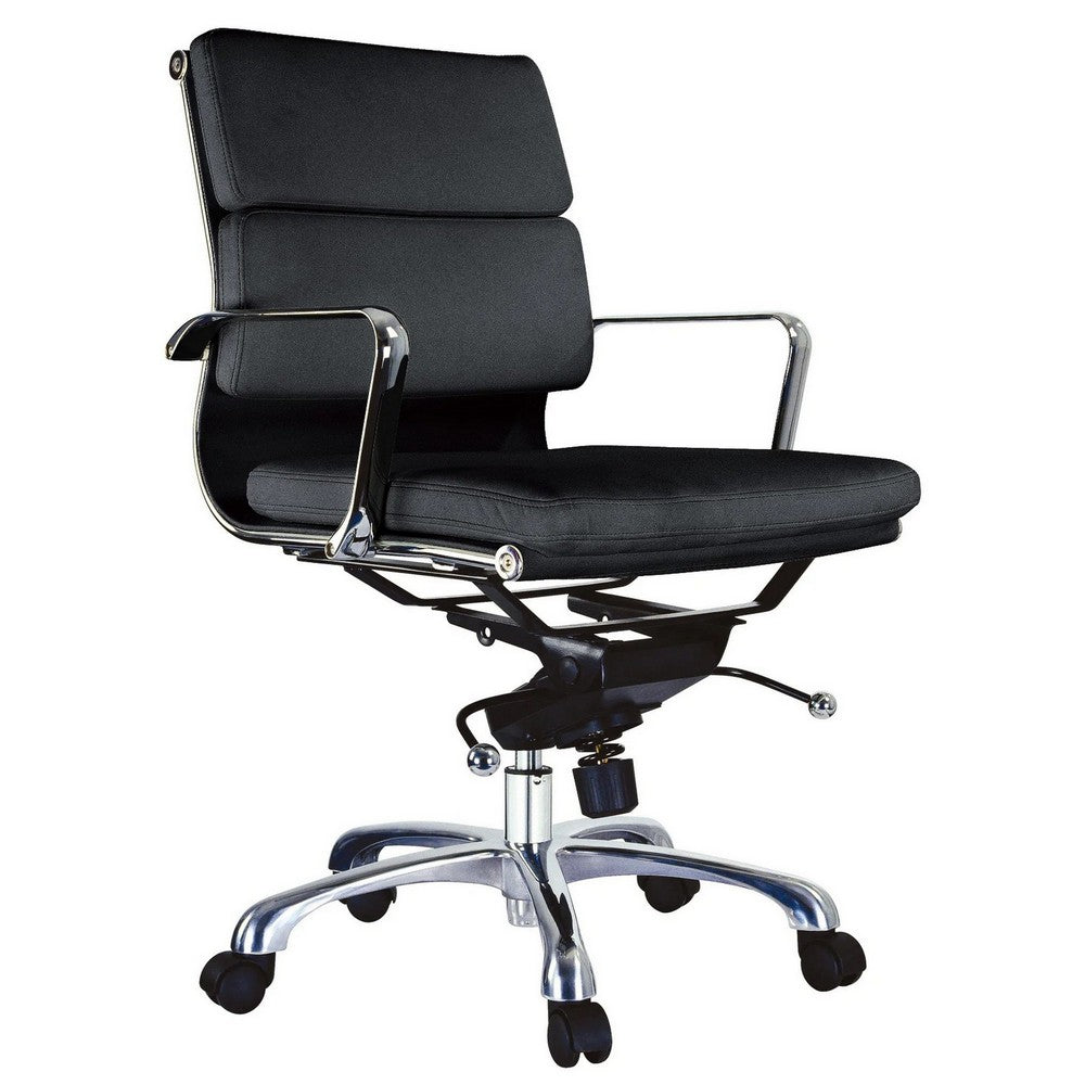 Elle 20 Inch Low Back Swivel Office Chair, Cushioned, Rolling Wheels, Black By Casagear Home