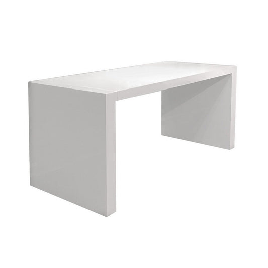 Lulu 28 Inch Minimalist Computer Desk Console with Panel Legs, Pure White By Casagear Home