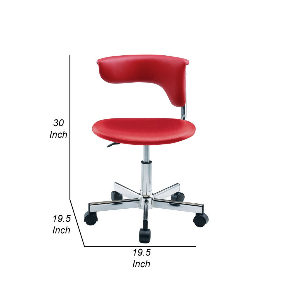 Jane 20 Inch Modern Swivel Office Chair Rolling Caster Wheels Red Chrome By Casagear Home BM288177