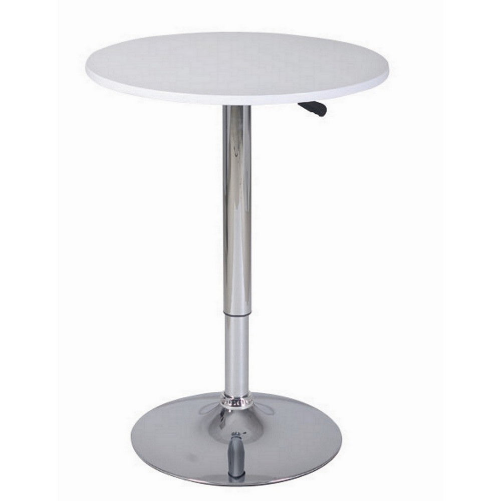 Classic Bar Table | 34-44" | Adjustable Height | White Steel Base