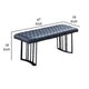 Ela 47 Inch Modern Dining Bench Blue Gray Vegan Leather Black Metal Frame By Casagear Home BM288202