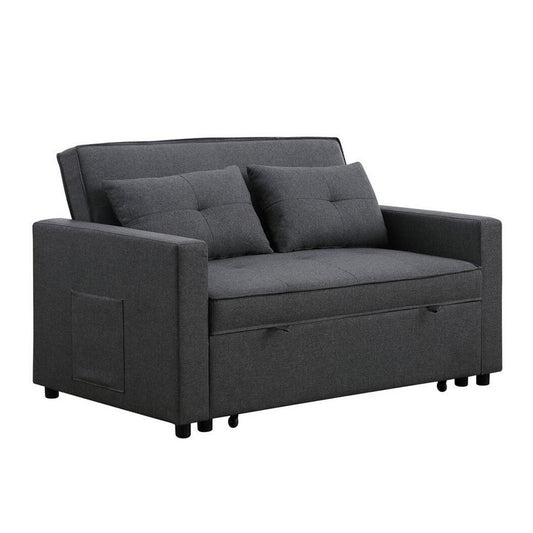 Vito Sleeper Loveseat | 56" | Side Pocket | Dark Gray Linen