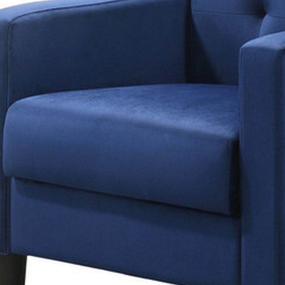Oz 28 Inch Modern Accent Armchair with Foam Cushion Tufted Blue Velvet By Casagear Home BM293508