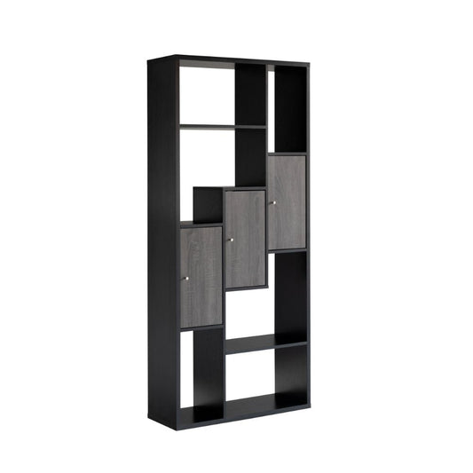 Display Cabinet | 69" | 7 Shelves | 3 Doors | Modern Black