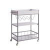 Kelcy Bar Cart | 34" | 3 Shelves | Wine Rack | Wheels | White
