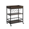 Kelcy Bar Cart | 34" | 3 Shelves | Wine Rack | Wheels | Brown