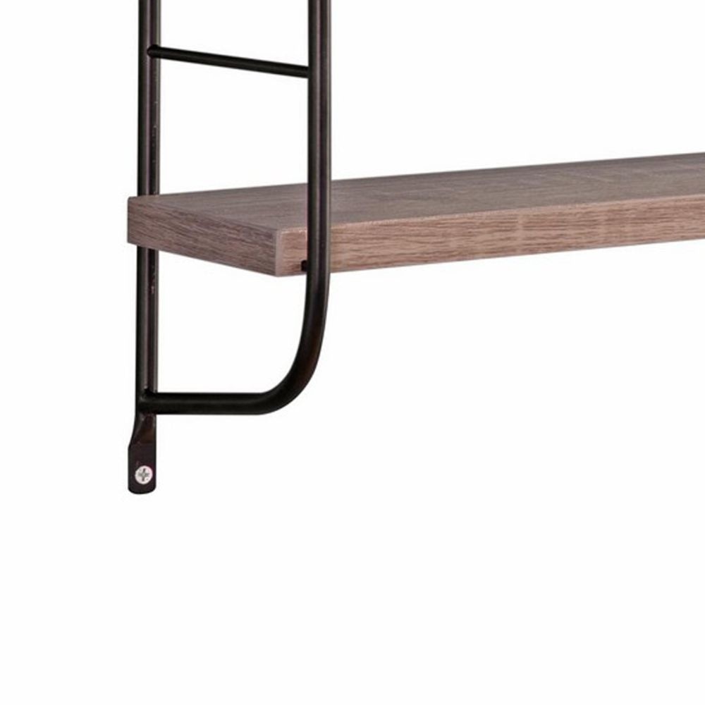 Cox 47 Inch Two Tier Wall Mounted Metal Shelf 5 Adjustable Heights Gray By Casagear Home BM293552