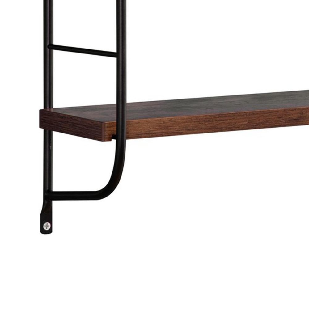 Cox 47 Inch Two Tier Wall Mounted Metal Shelf 5 Adjustable Heights Brown By Casagear Home BM293553