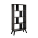 65 Inch Modern Bookcase, Four Shelves with Dividers, Flared Legs, Gray By Casagear Home