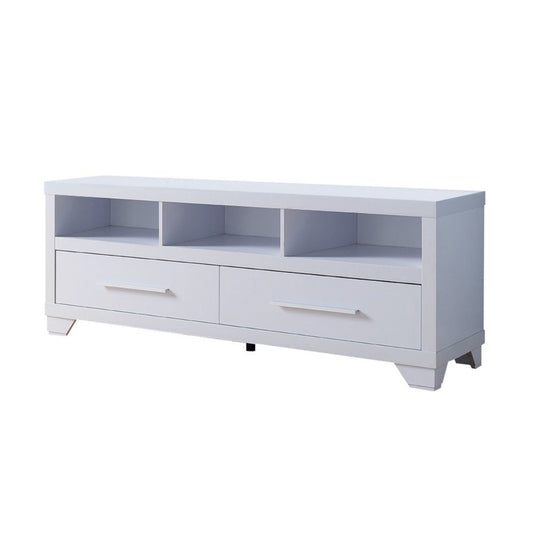 72 Inch Modern TV Entertainment Console with 2 Drawers and 3 Shelves, White By Casagear Home