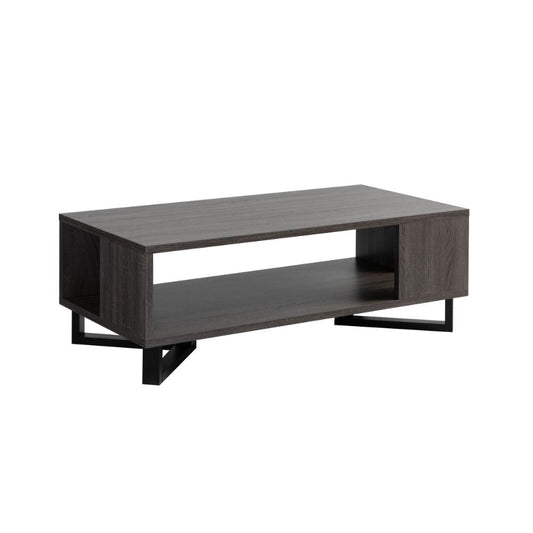 Coffee Table | 47" | Abstract Style | Open Shelf | Distressed Gray