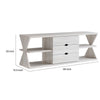 60 Inch TV Media Entertainment Console with 4 Shelves 3 Drawers Oak White By Casagear Home BM293567