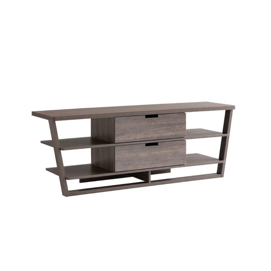 60 Inch TV Media Entertainment Console, 4 Floating Shelves, 2 Drawer, Brown By Casagear Home