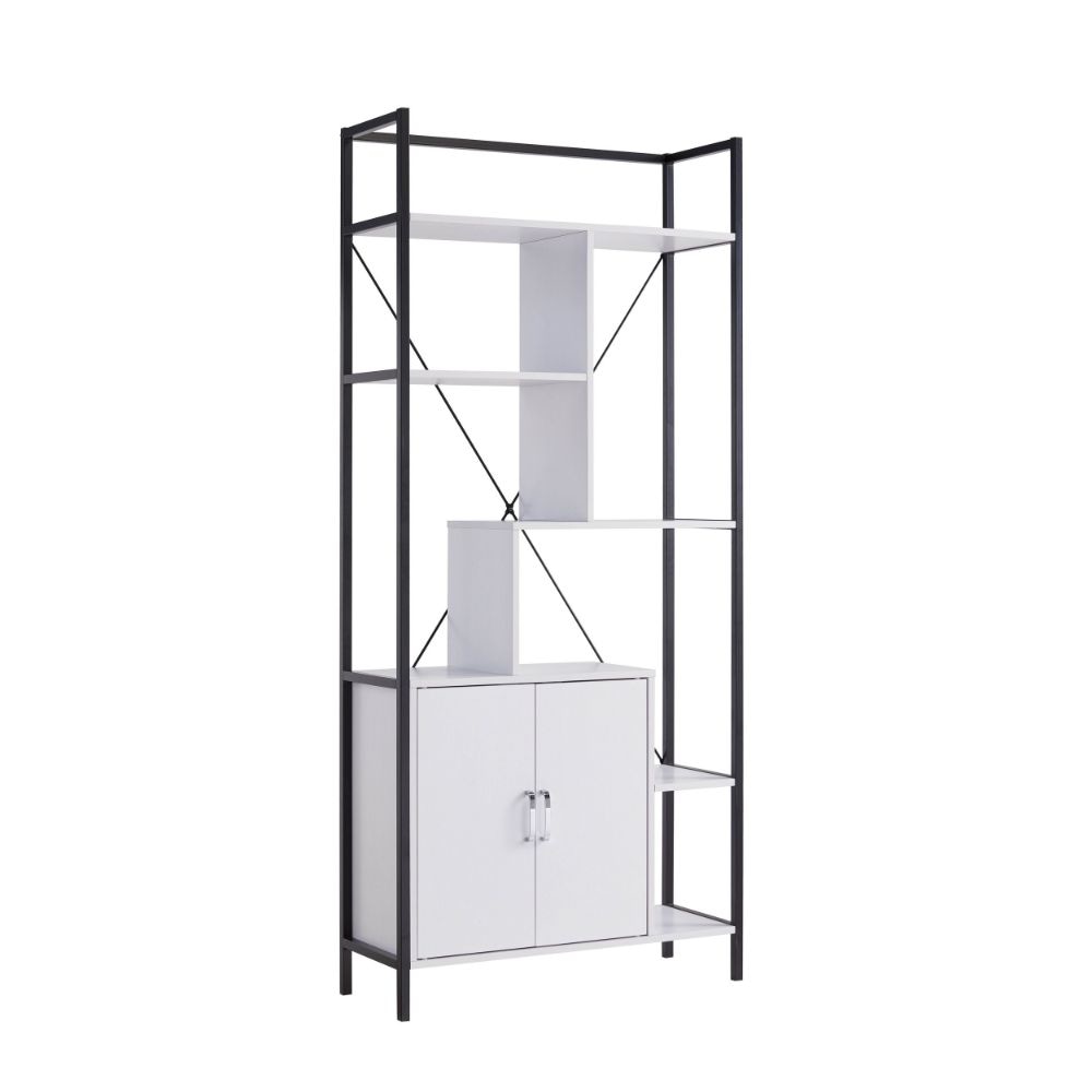 Viola 71 Inch Modern Display Cabinet with 7 Shelves, Metal Frame, White By Casagear Home