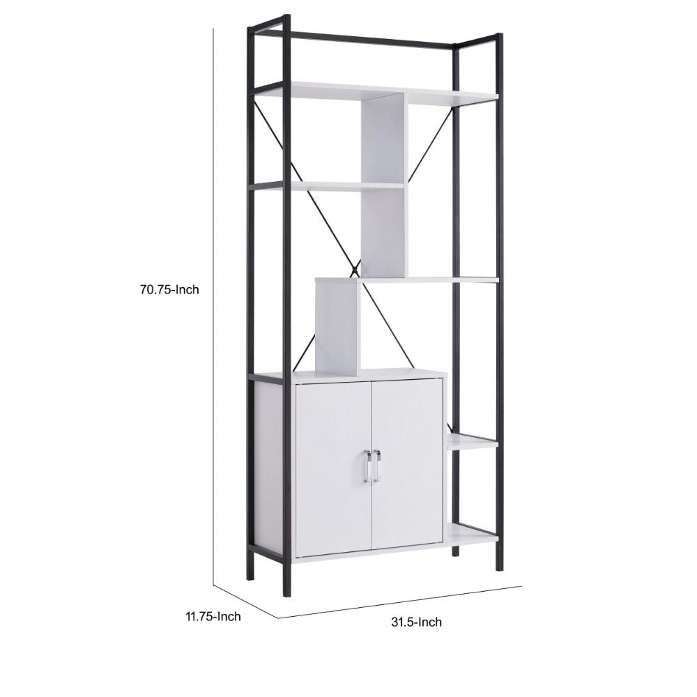 Viola 71 Inch Modern Display Cabinet with 7 Shelves Metal Frame White By Casagear Home BM293572