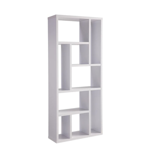 Asa 71 Inch Modern Display Bookshelf, 9 Multi Level Shelves, White Finish By Casagear Home