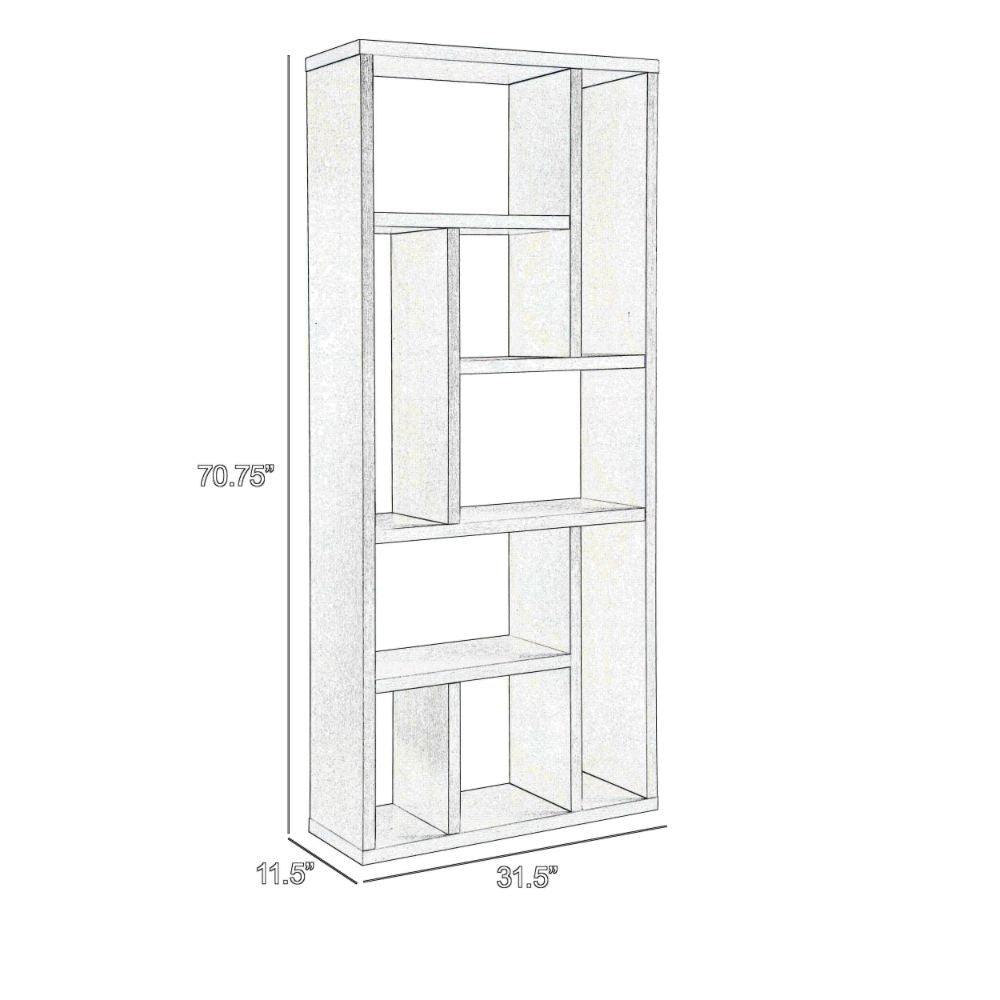 Asa 71 Inch Modern Display Bookshelf 9 Multi Level Shelves White Finish By Casagear Home BM293584
