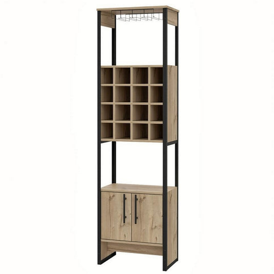 Isa Bar Cabinet | 71" | 16 Cubbies | Natural Brown Wood