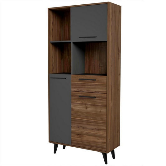 Ruby 63 Inch Tall Freestanding Bookcase, Drawer and 3 Cabinets, Brown By Casagear Home