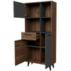 Ruby 63 Inch Tall Freestanding Bookcase Drawer and 3 Cabinets Brown By Casagear Home BM293744
