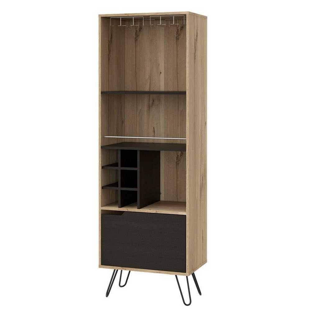 Ash Bar Cabinet | 71" | 2 Shelves | 6 Cubbies | Walnut Brown