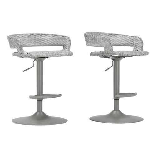 Coco Barstool Set of 2 | 30" | Wicker Frame | Gray