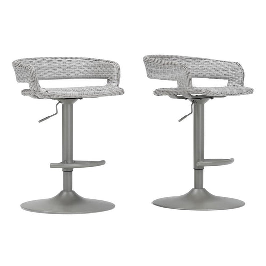 Coco Barstool Set of 2 | 30" | Wicker Frame | Gray