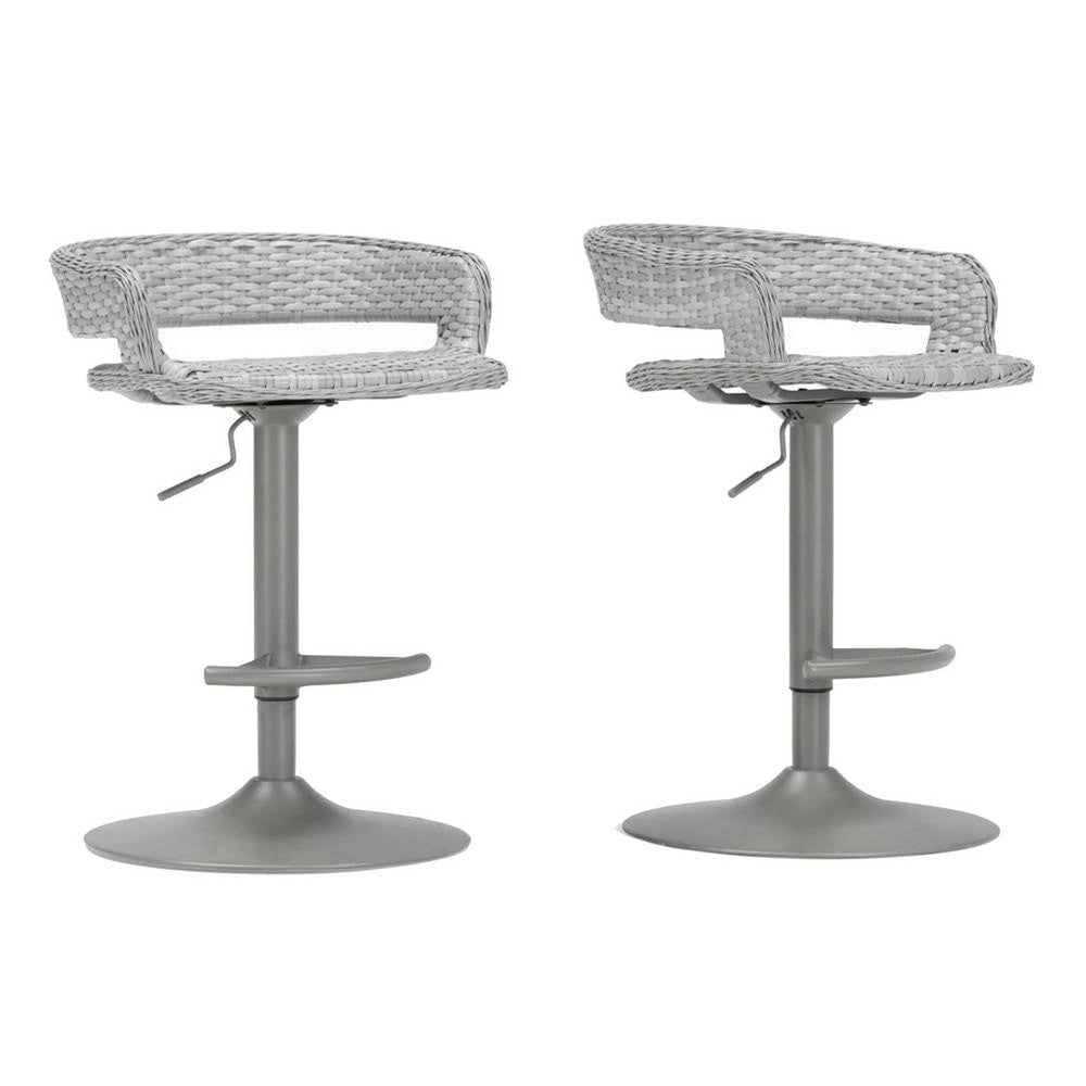 Coco Barstool Set of 2 | 30" | Wicker Frame | Gray