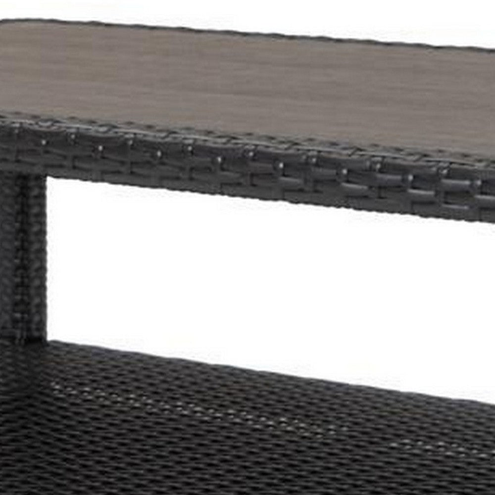 Coco 46 Inch Modern Patio Coffee Table with Shelf Wicker Frame Espresso By Casagear Home BM293756