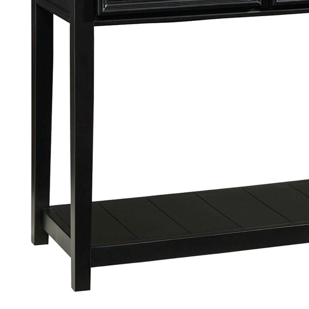 Billy 50 Inch Sofa Console Table 3 Drawers and Plank Style Shelf Black By Casagear Home BM293989