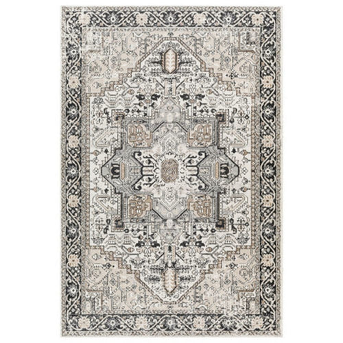 Cal Area Rug | 8 x 10 | Persian Medallion | Soft Gray Polyester