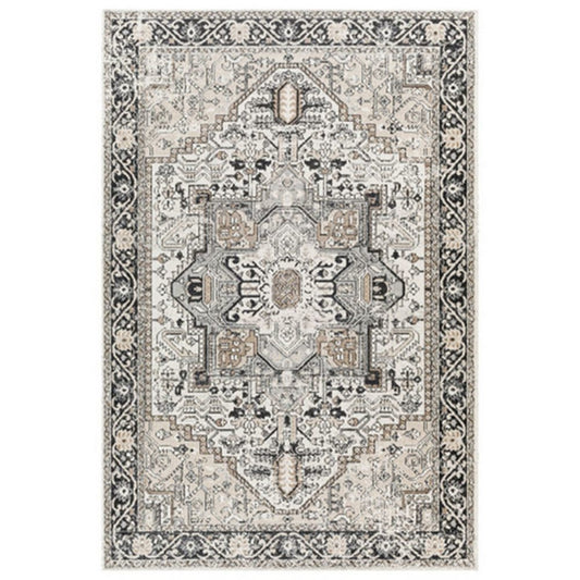Cal Area Rug | 8 x 10 | Persian Medallion | Soft Gray Polyester