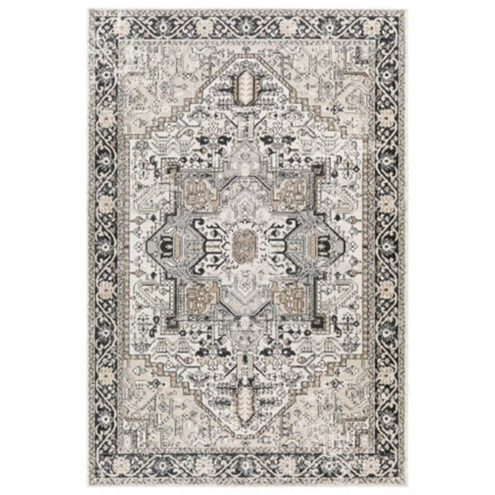 Cal Area Rug | 8 x 10 | Persian Medallion | Soft Gray Polyester