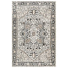 Cal 8 x 10 Area Rug, Persian Inspired Medallion Print, Soft Gray Polyester By Casagear Home