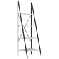 Gem 71 Inch Leaning Bookcase, Angled Ladder Design, Black Metal Frame By Casagear Home