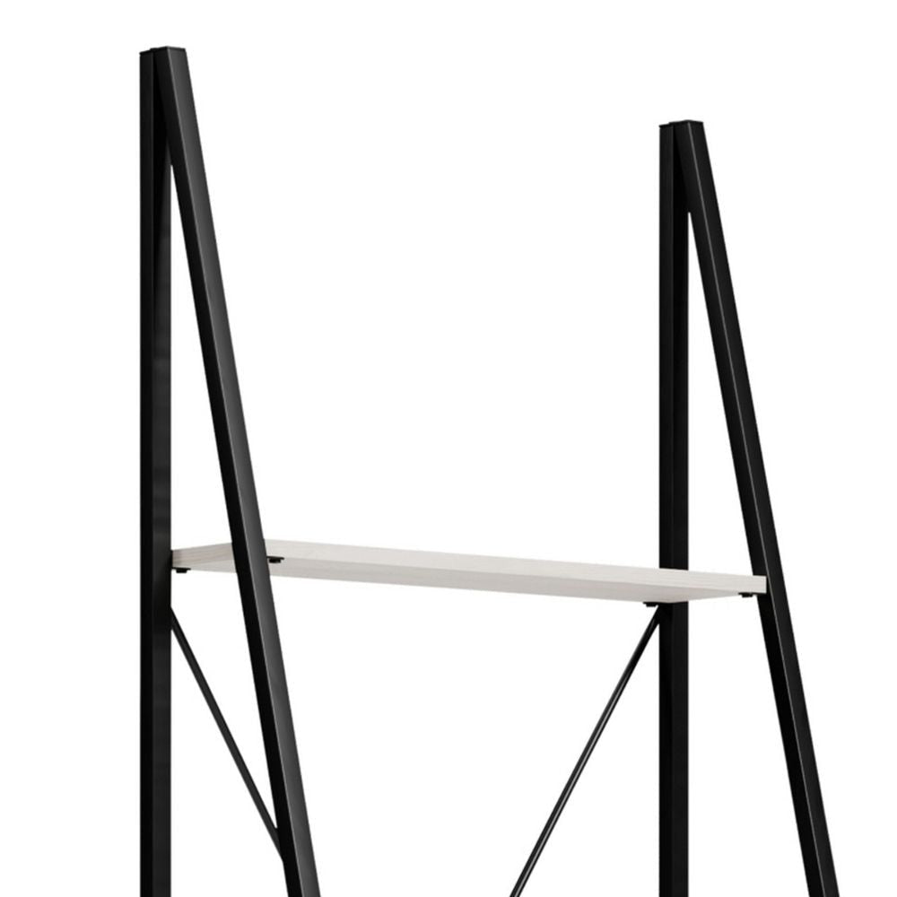 Gem 71 Inch Leaning Bookcase Angled Ladder Design Black Metal Frame By Casagear Home BM294001