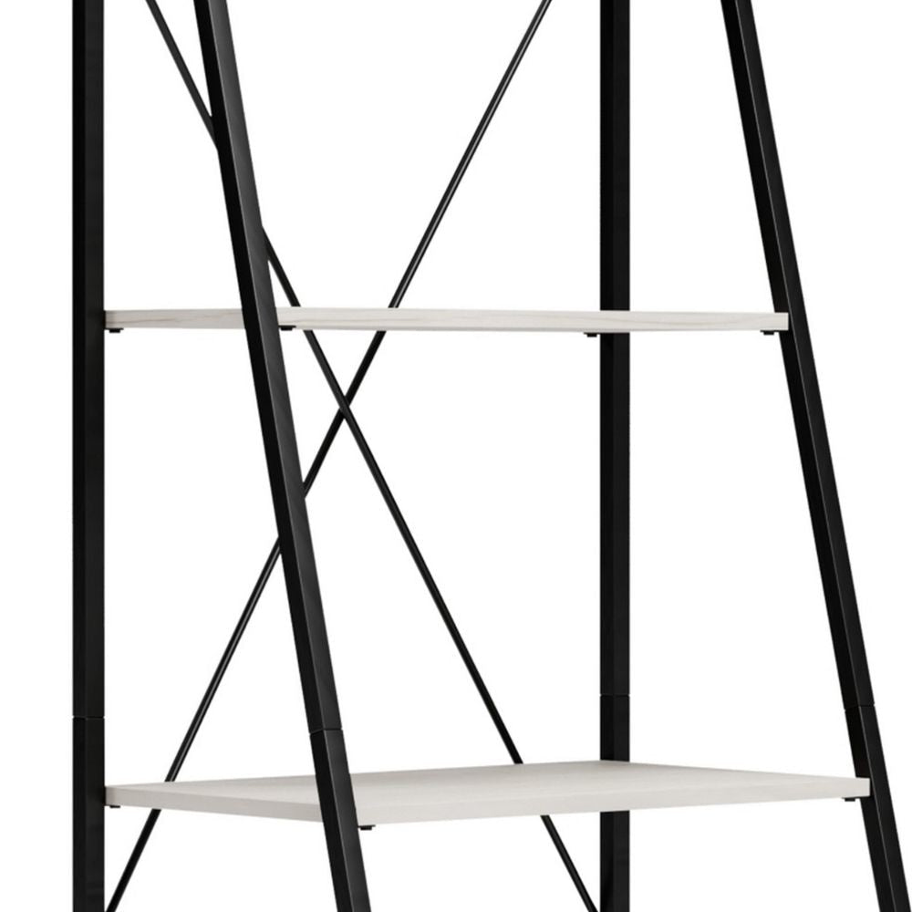 Gem 71 Inch Leaning Bookcase Angled Ladder Design Black Metal Frame By Casagear Home BM294001