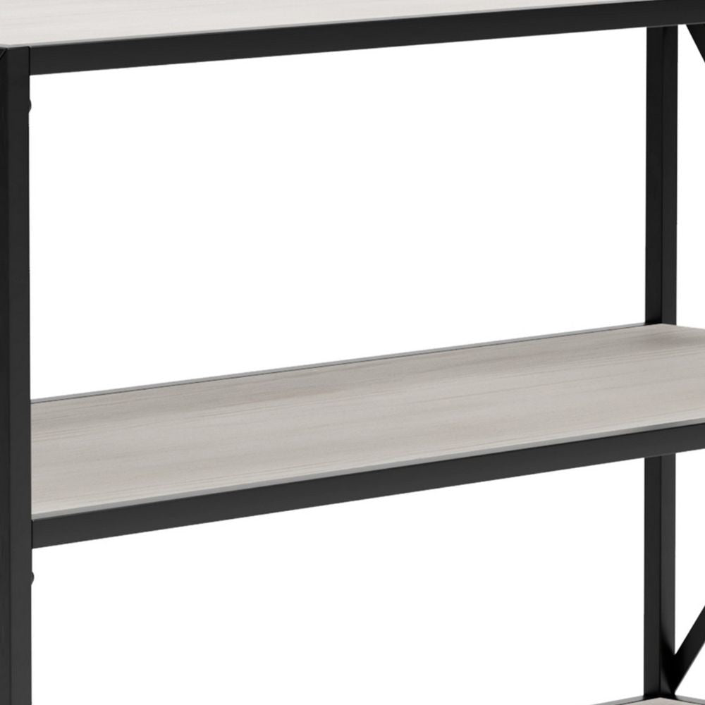 Gem 40 Inch Console Sideboard Table 3 Shelves X Side Accents Black Metal By Casagear Home BM294002