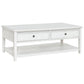 50 Inch Modern Rectangular Coffee Table with 2 Drawers in Classic White By Casagear Home