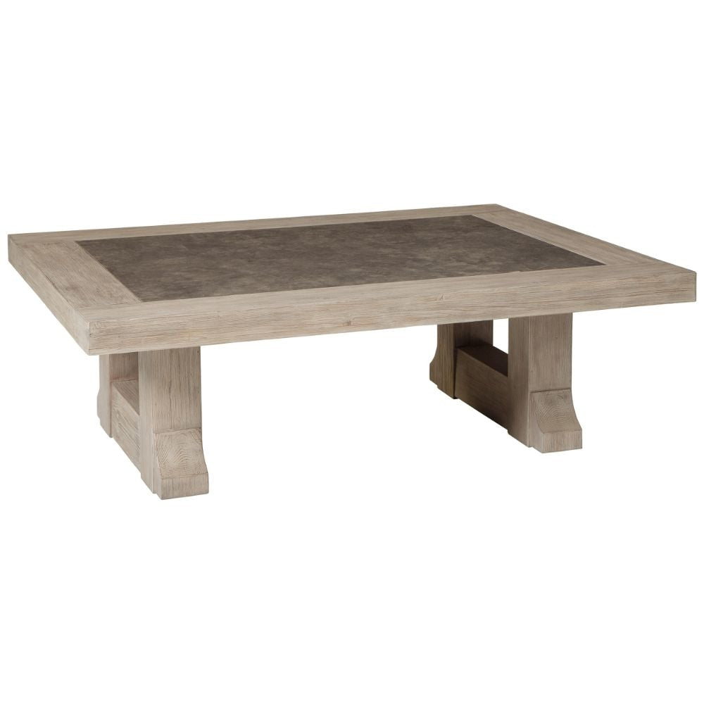 54 Inch Rustic Rectangular Coffee Table, Melamine Top, Brown Pine Frame By Casagear Home