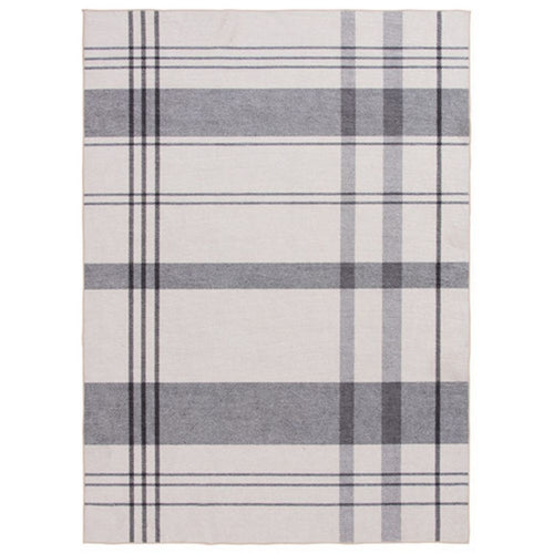 Kay Area Rug | 8 x 10 | Plaid Print | Gray & White Polyester