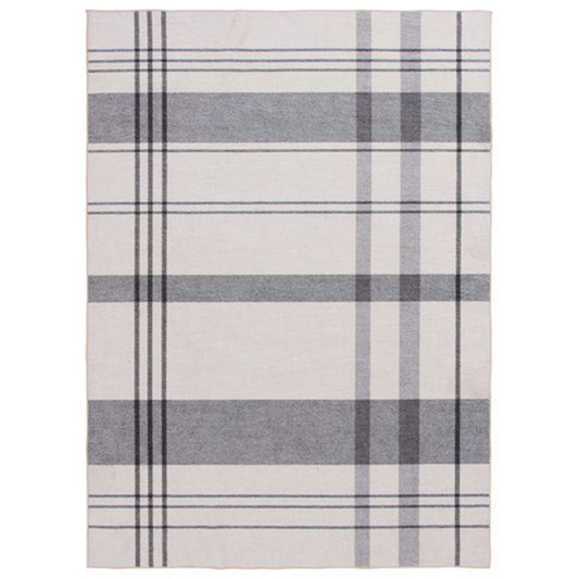 Kay Area Rug | 8 x 10 | Plaid Print | Gray & White Polyester