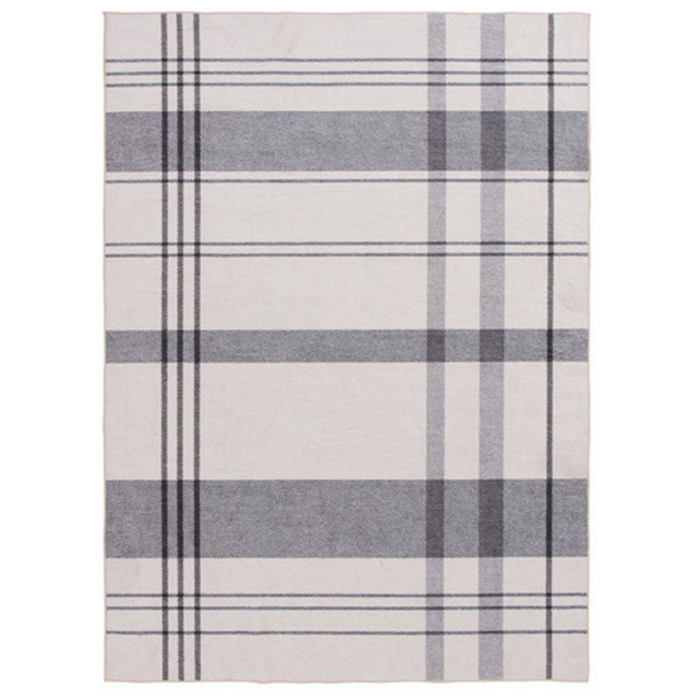 Kay Area Rug | 8 x 10 | Plaid Print | Gray & White Polyester