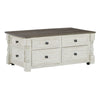 Lift Top Coffee Table | 46" | Faux Drawer Front | White Brown