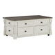 Lift Top Coffee Table | 46" | Faux Drawer Front | White Brown